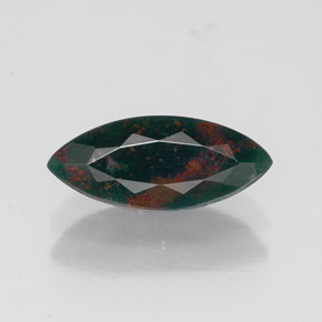 Pietra del sangue Verde maculato naturale da 0.87 ct, Taglio marquise, Opaco