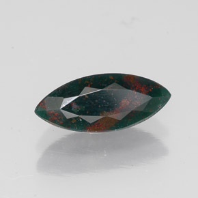 Pietra del sangue Verde maculato naturale da 0.87 ct, Taglio marquise, Opaco