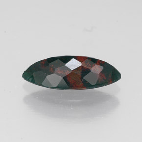 Pietra del sangue Verde maculato naturale da 0.87 ct, Taglio marquise, Opaco
