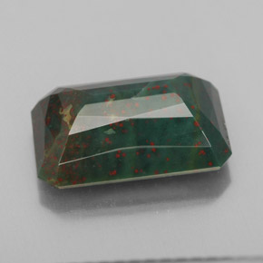 Pietra del sangue Verde maculato naturale da 5.52 ct, Taglio smeraldo, Opaco