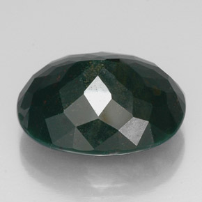 Pietra del sangue Verde maculato naturale da 19.20 ct, Taglio ovale, Opaco