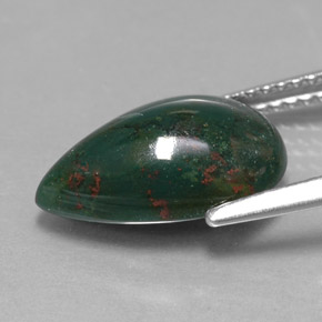 Eliotropio naturale verde da 3,49 ct, taglio a pera, opaco