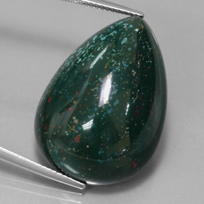 Eliotropio naturale verde da 34,01 ct, taglio a pera, opaco