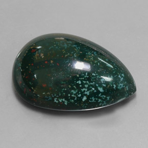 Eliotropio naturale verde da 34,01 ct, taglio a pera, opaco