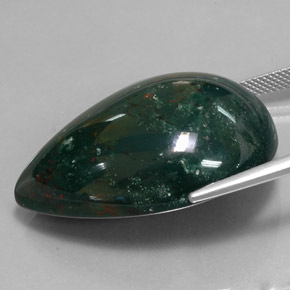 Eliotropio naturale verde da 61,31 ct, taglio a pera, opaco