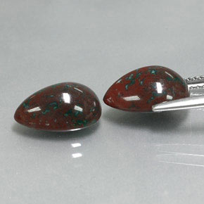 Gemme di Pietra del sangue Verde maculato naturale da  ct, Forma a pera, Opaco