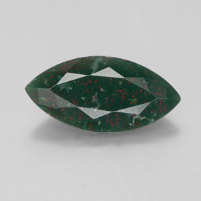 Pietra del sangue Verde maculato naturale da 2.70 ct, Taglio marquise, Opaco