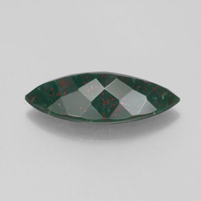 Pietra del sangue Verde maculato naturale da 2.70 ct, Taglio marquise, Opaco