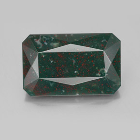 Pietra del sangue Verde maculato naturale da 8.74 ct, Taglio smeraldo, Opaco