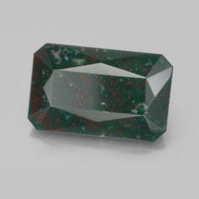 Pietra del sangue Verde maculato naturale da 8.74 ct, Taglio smeraldo, Opaco