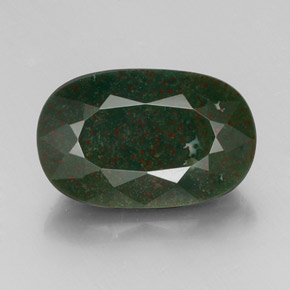 Pietra del sangue Verde maculato naturale da 14.75 ct, Ovale, Opaco