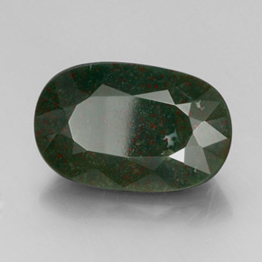 Pietra del sangue Verde maculato naturale da 14.75 ct, Ovale, Opaco