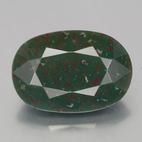 Eliotropio naturale verde maculato da 7,58 ct, taglio ovale, opaco