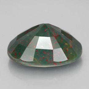 Pietra del sangue Verde maculato naturale da 7.84 ct, Taglio ovale, Opaco