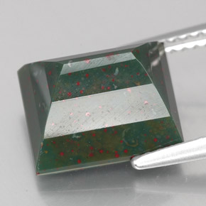 Eliotropio naturale verde da 4,91 ct, baguette, opaco
