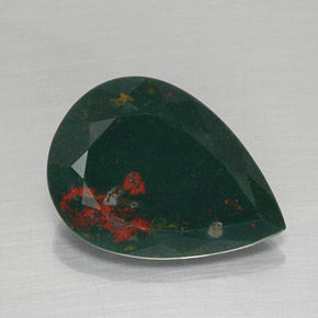 Eliotropio naturale verde da 7,08 ct, taglio a pera, opaco