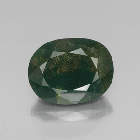 Pietra del sangue Verde maculato naturale da 10.65 ct, Ovale, Opaco