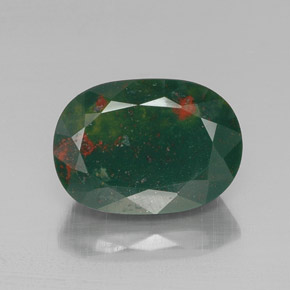 Pietra del sangue Verde maculato naturale da 13.01 ct, Ovale, Opaco