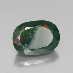 Pietra del sangue Verde maculato naturale da 13.01 ct, Ovale, Opaco