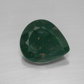 Pietra del sangue Verde maculato naturale da 8.69 ct, Forma a pera, Opaco