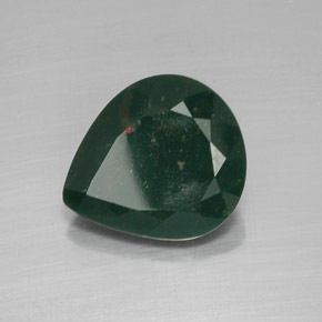 Pietra del sangue Verde maculato naturale da 8.69 ct, Forma a pera, Opaco