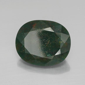 Pietra del sangue Verde maculato naturale da 13.20 ct, Taglio ovale, Opaco