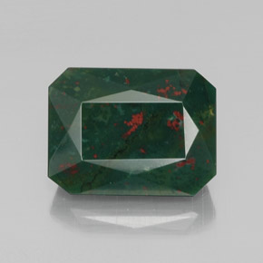 Pietra del sangue Verde maculato naturale da 17.00 ct, Taglio smeraldo, Opaco