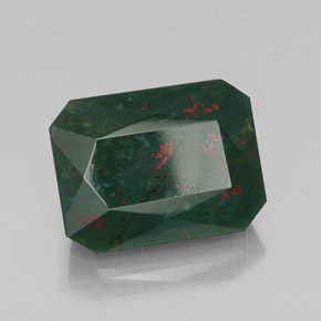 Pietra del sangue Verde maculato naturale da 17.00 ct, Taglio smeraldo, Opaco