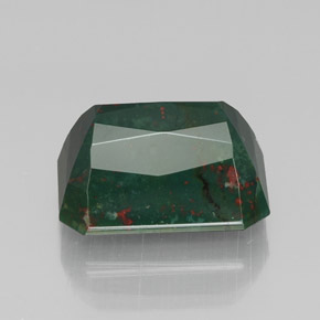Pietra del sangue Verde maculato naturale da 17.00 ct, Taglio smeraldo, Opaco