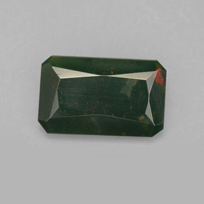 Pietra del sangue Verde maculato naturale da 1.53 ct, Taglio smeraldo, Opaco