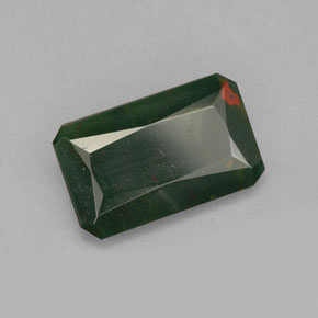 Pietra del sangue Verde maculato naturale da 1.53 ct, Taglio smeraldo, Opaco