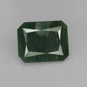Pietra del sangue Verde maculato naturale da 2.17 ct, Taglio smeraldo, Opaco