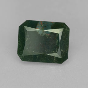 Pietra del sangue Verde maculato naturale da 2.17 ct, Taglio smeraldo, Opaco