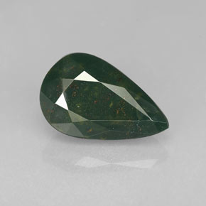 Pietra del sangue Verde maculato naturale da 3.18 ct, Forma a pera, Opaco