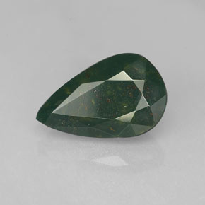 Pietra del sangue Verde maculato naturale da 3.18 ct, Forma a pera, Opaco