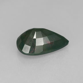 Pietra del sangue Verde maculato naturale da 3.18 ct, Forma a pera, Opaco
