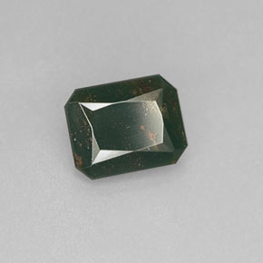 Pietra del sangue Verde maculato naturale da 1.55 ct, Taglio smeraldo, Opaco