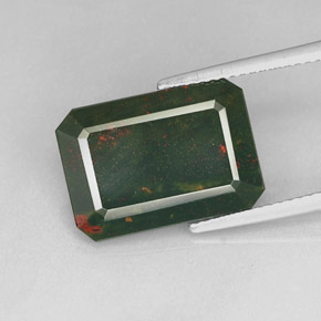 Eliotropio naturale verde da 7,68 ct, taglio smeraldo, opaco