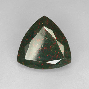 Pietra del sangue Verde maculato naturale da 8.88 ct, Taglio trillion, Opaco