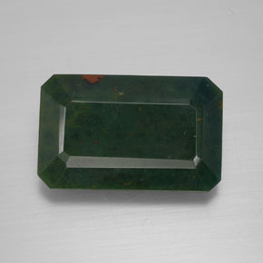 Eliotropio naturale verde da 8,92 ct, taglio smeraldo, opaco