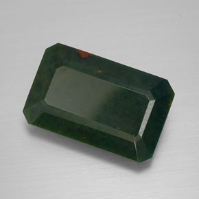 Eliotropio naturale verde da 8,92 ct, taglio smeraldo, opaco