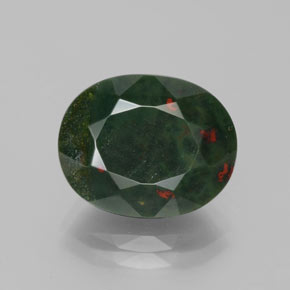 Pietra del sangue Verde maculato naturale da 7.12 ct, Taglio ovale, Opaco