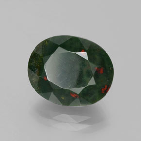 Pietra del sangue Verde maculato naturale da 7.12 ct, Taglio ovale, Opaco