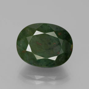 Pietra del sangue Verde maculato naturale da 7.61 ct, Taglio ovale, Opaco