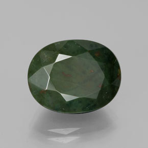 Pietra del sangue Verde maculato naturale da 7.61 ct, Taglio ovale, Opaco