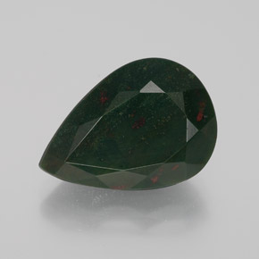 Pietra del sangue Verde maculato naturale da 8.47 ct, Forma a pera, Opaco