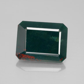 Pietra del sangue Verde maculato naturale da 9.78 ct, Taglio smeraldo, Opaco