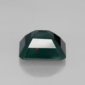 Pietra del sangue Verde maculato naturale da 9.78 ct, Taglio smeraldo, Opaco