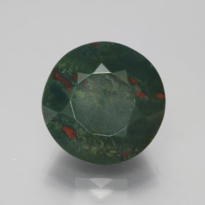Pietra del sangue Verde maculato naturale da 11.36 ct, Taglio rotondo, Opaco