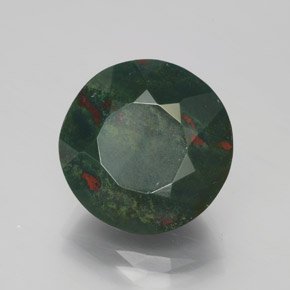 Pietra del sangue Verde maculato naturale da 11.36 ct, Taglio rotondo, Opaco